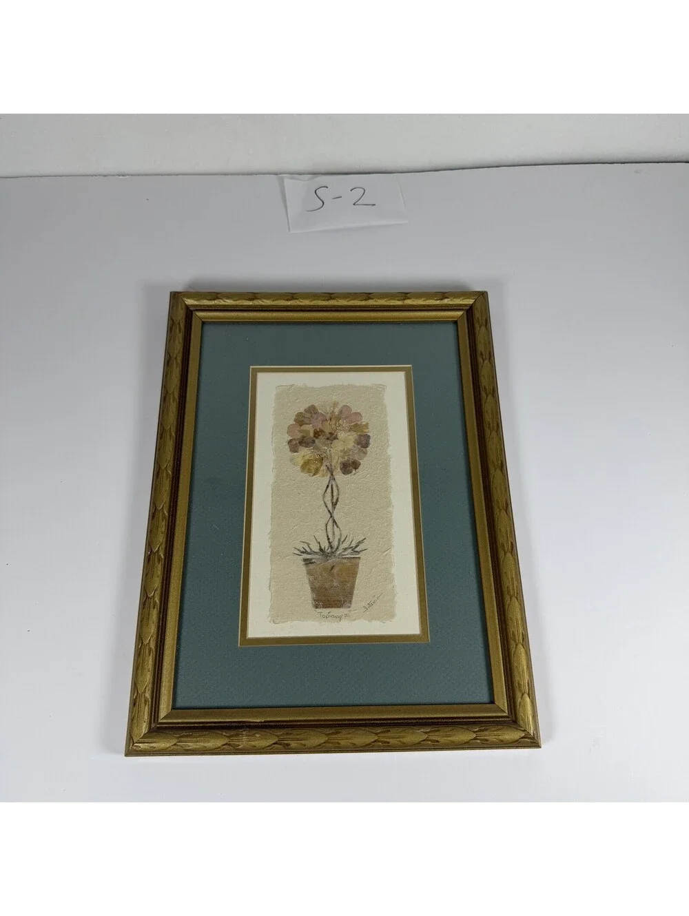 Vintage Pressed Flower Art Topiary I Framed Wall Decor S-2